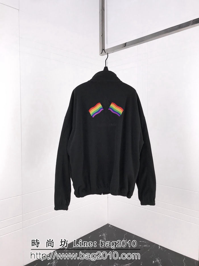 BALENCIAGA巴黎世家 19年新款 背後彩虹國旗 遙粒絨布絨面料 OS寬鬆版 夾克外套衫 男女同款 ydi2592